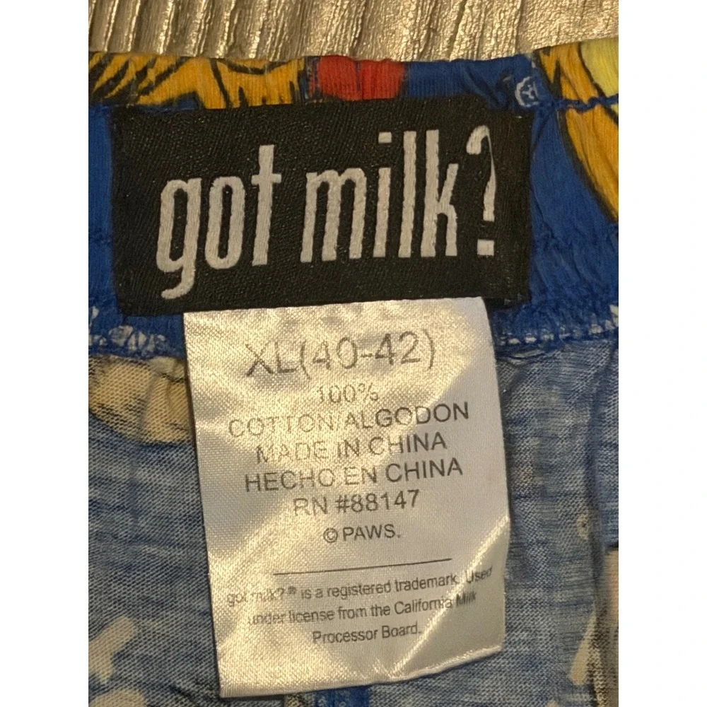Vintage 90s Garfield Got Milk Cargo Pajama Pants All Over Print Mens XL Rare
